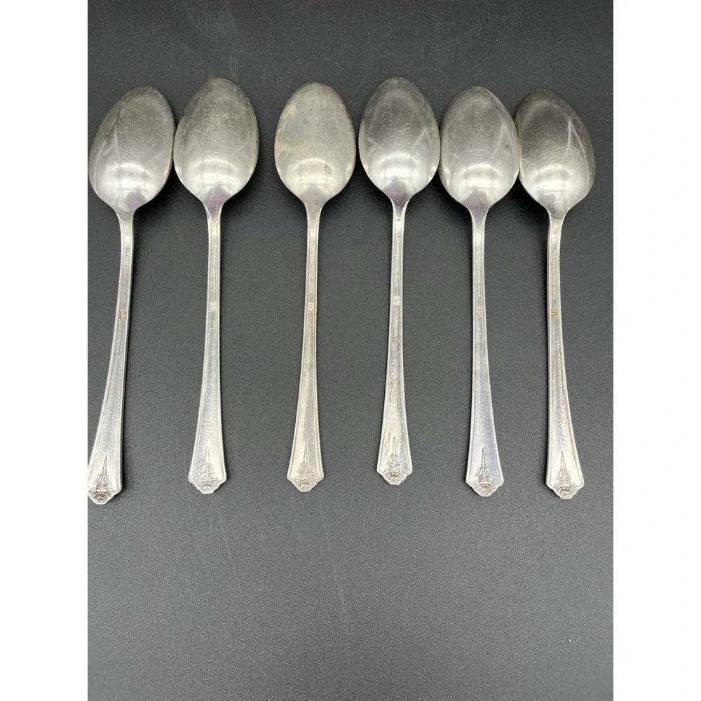 Silver Plate Tablespoon/Serving Spoon Set Of 6 Spring Garden International